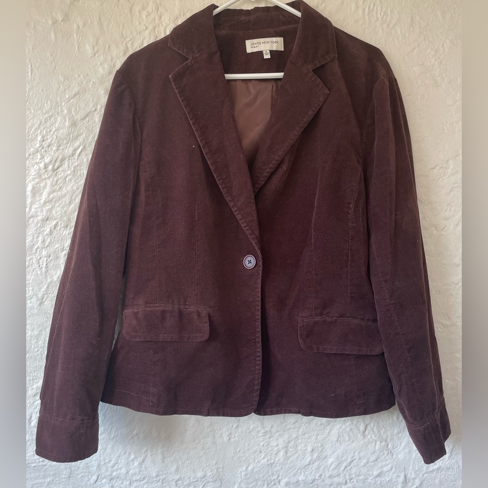 Jones New York brown fully lined corduroy blazer/suit jacket,single breasted;XL - Picture 1 of 8